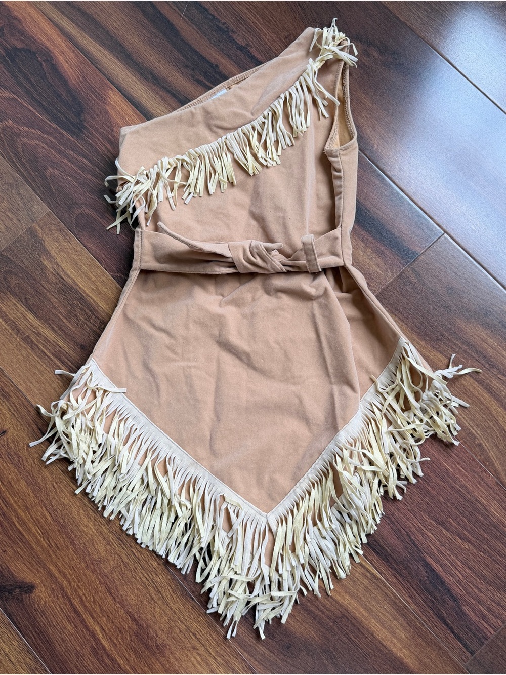 90s Disney Store Pocahontas Costume 2T-4T Fringed One Shoulder Belted Tunic
